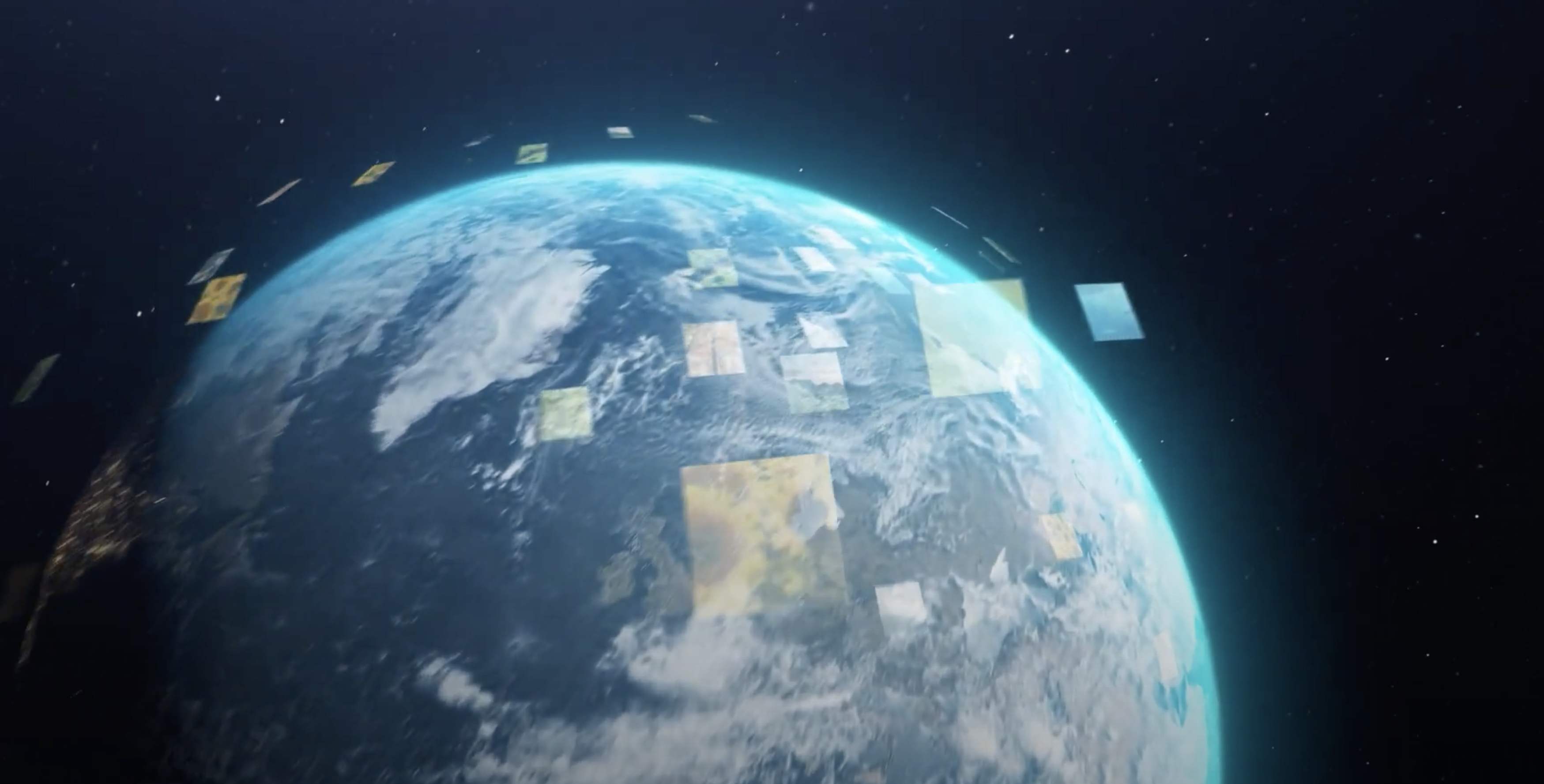 A screenshot from the ENVRI Community video, showing planet Earth in Space